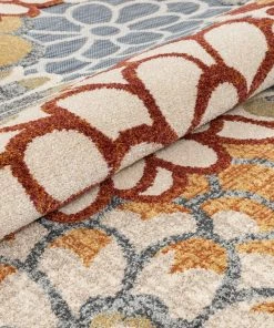 Well Woven Dahlia Floral Botanical Grey Multi Flatweave High-Low Rug Vintage