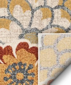 Well Woven Dahlia Floral Botanical Grey Multi Flatweave High-Low Rug Vintage