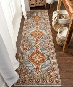 Well Woven Liliana Transitional Persian Aztec Grey Red Flatweave High-Low Rug