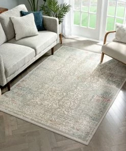 Well Woven Grace Grey Vintage Persian Oriental High-Low Rug Global