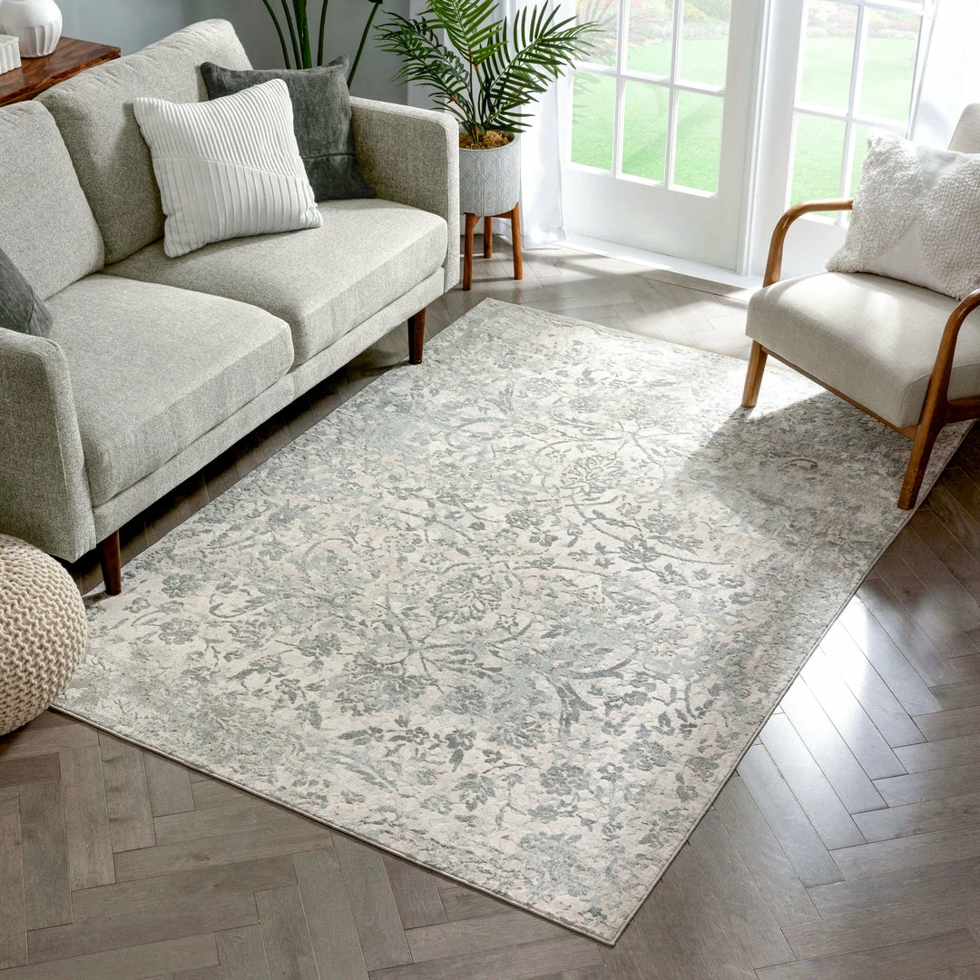 Well Woven Global Campbell Grey Vintage Persian Floral High-Low Rug 5 Well Woven Global Campbell Grey Vintage Persian Floral High-Low Rug