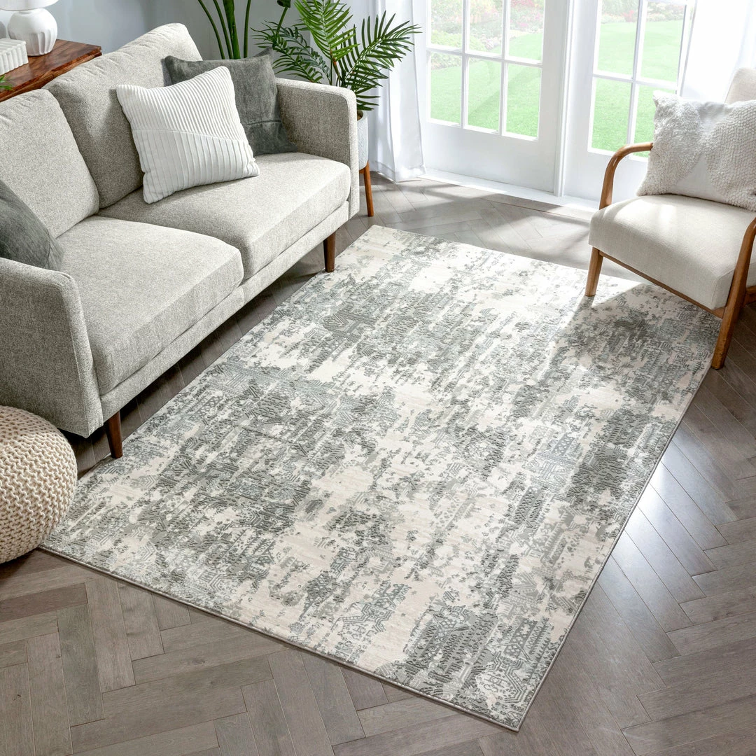 Well Woven Global Eliza Grey Vintage Persian Panel High-Low Rug 2 Well Woven Global Eliza Grey Vintage Persian Panel High-Low Rug