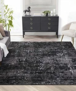 Well Woven Thiva Vintage Oriental Floral Pattern Black Rug Global