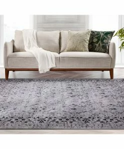 Well Woven Global Thiva Vintage Oriental Floral Pattern Grey Rug
