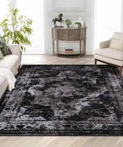 Well Woven Patras Vintage Oriental Medallion Black Rug