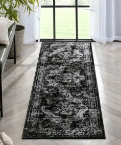 Well Woven Patras Vintage Oriental Medallion Black Rug 24 Well Woven Patras Vintage Oriental Medallion Black Rug