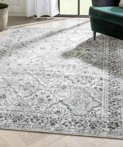 Well Woven Global Argos Modern Vintage Lattice Ivory Grey Rug