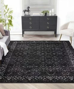 Well Woven Argos Modern Vintage Lattice Black Rug