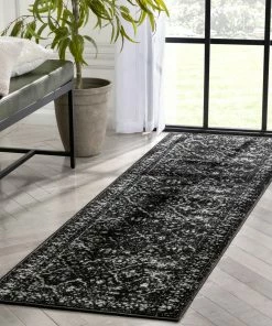 Well Woven Argos Modern Vintage Lattice Black Rug