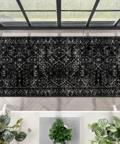 Well Woven Argos Modern Vintage Lattice Black Rug