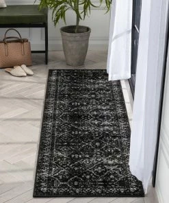 Well Woven Argos Modern Vintage Lattice Black Rug