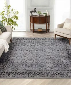 Well Woven Global Argos Modern Vintage Lattice Grey Rug