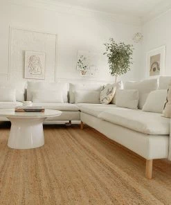 Well Woven Jute + Natural Laylani Farmhouse Jute Rug Hand-Braided Basket Weave Jute Rug Solid Pattern Natural/Gray Color 27 Well Woven Jute + Natural Laylani Farmhouse Jute Rug Hand-Braided Basket Weave Jute Rug Solid Pattern Natural/Gray Color