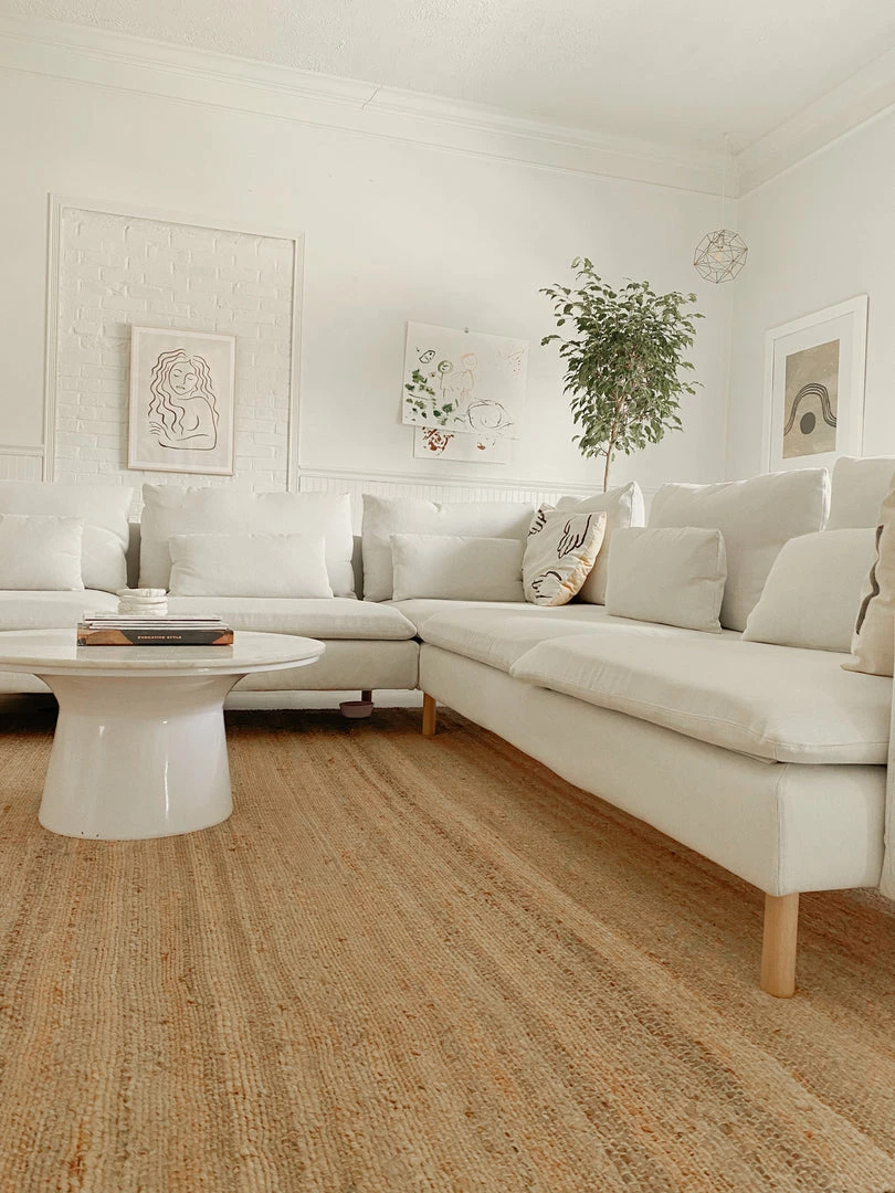 Well Woven Jute + Natural Laylani Farmhouse Jute Rug Hand-Braided Basket Weave Jute Rug Solid Pattern Natural/Gray Color 8 Well Woven Jute + Natural Laylani Farmhouse Jute Rug Hand-Braided Basket Weave Jute Rug Solid Pattern Natural/Gray Color