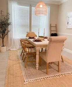 Well Woven Boucle Hand-Woven Jute Rug Farmhouse Solid Pattern Off-White Chunky-Textured Rug