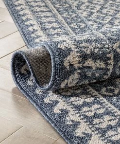 Well Woven Callista Tribal Trellis Pattern Blue Kilim-Style Rug