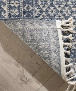 Well Woven Callista Tribal Trellis Pattern Blue Kilim-Style Rug