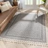 Well Woven Callista Tribal Trellis Pattern Grey Kilim-Style Rug Global