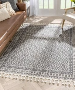 Well Woven Callista Tribal Trellis Pattern Grey Kilim-Style Rug Global