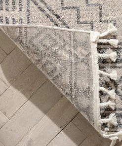 Well Woven Zafer Tribal Geometric Pattern Ivory Kilim-Style Rug