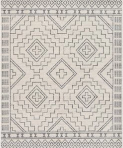 Well Woven Zafer Tribal Geometric Pattern Ivory Kilim-Style Rug