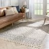 Well Woven Zafer Tribal Geometric Pattern Ivory Kilim-Style Rug