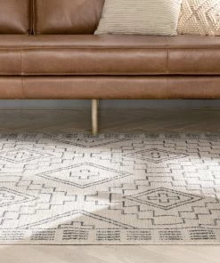 Well Woven Zafer Tribal Geometric Pattern Ivory Kilim-Style Rug