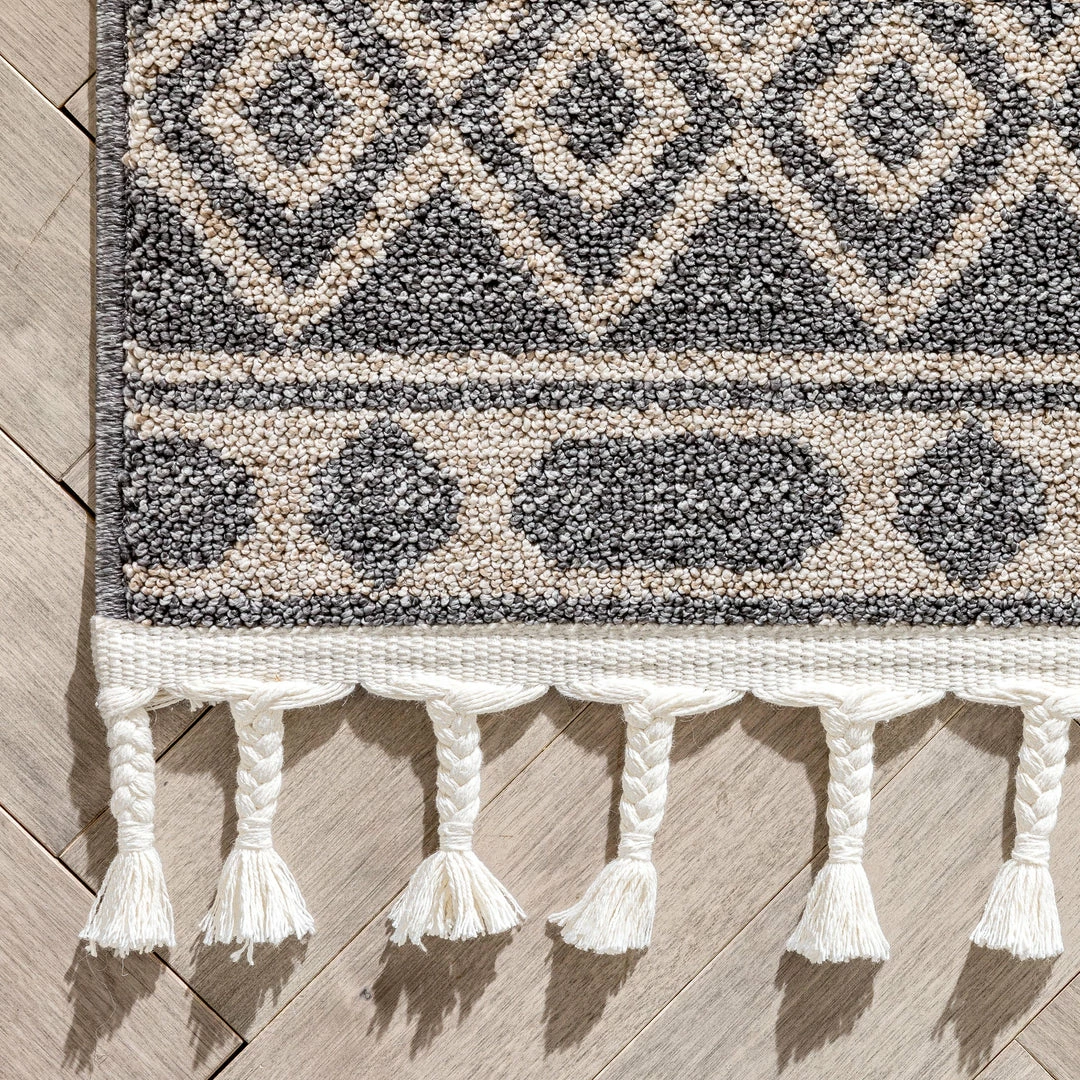 Well Woven Zafer Tribal Geometric Pattern Charcoal Kilim-Style Rug Global 4 Well Woven Zafer Tribal Geometric Pattern Charcoal Kilim-Style Rug Global