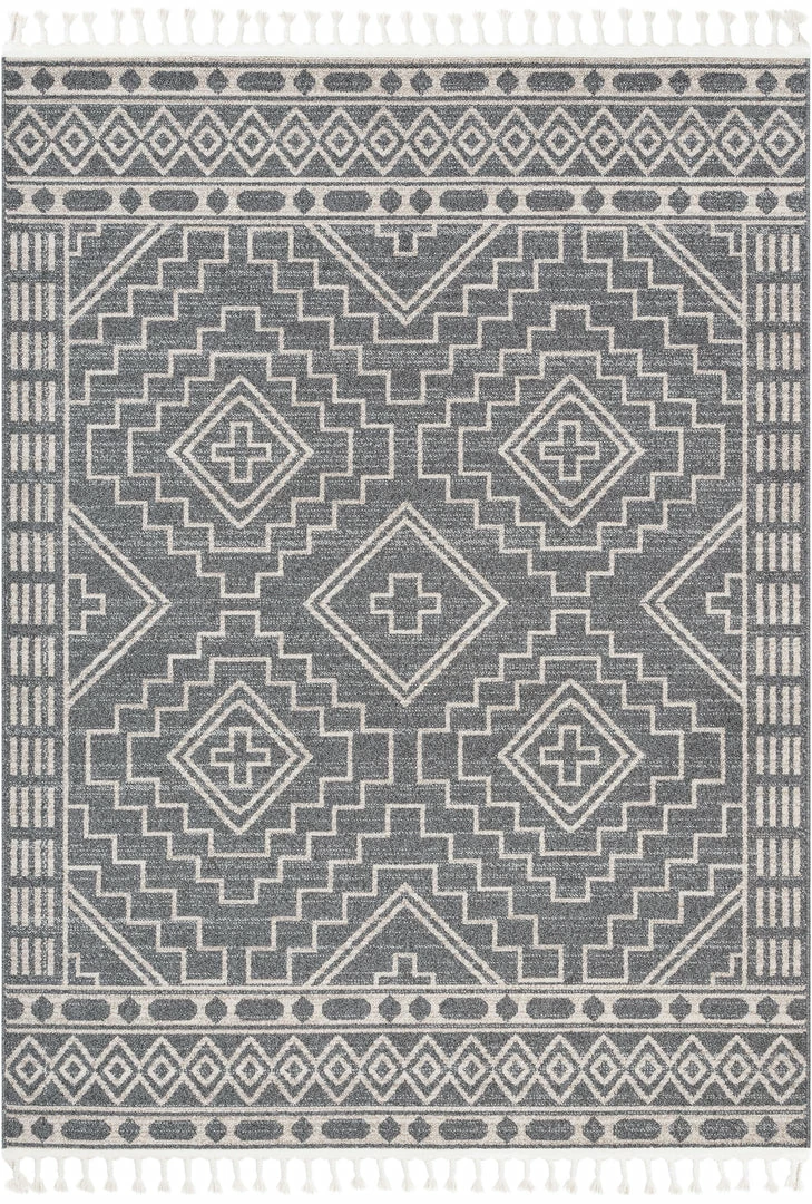 Well Woven Zafer Tribal Geometric Pattern Charcoal Kilim-Style Rug Global 2 Well Woven Zafer Tribal Geometric Pattern Charcoal Kilim-Style Rug Global