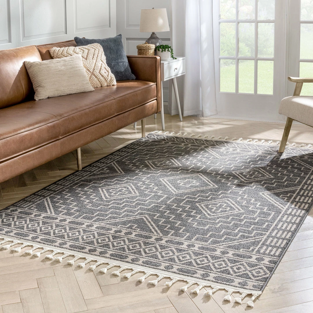 Well Woven Zafer Tribal Geometric Pattern Charcoal Kilim-Style Rug Global 6 Well Woven Zafer Tribal Geometric Pattern Charcoal Kilim-Style Rug Global