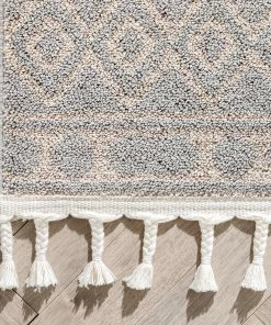 Well Woven Zafer Tribal Geometric Pattern Grey Kilim-Style Rug