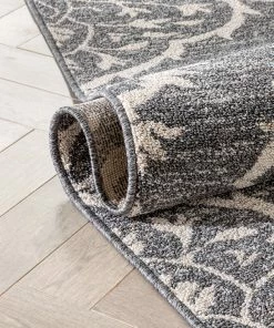 Well Woven Global Mara Medallion Botanical Pattern Grey Kilim-Style Rug