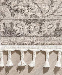 Well Woven Global Mara Medallion Botanical Pattern Brown Beige Kilim-Style Rug