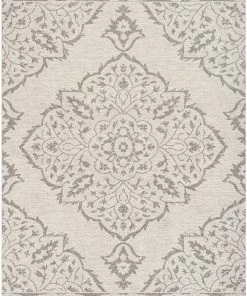 Well Woven Global Mara Medallion Botanical Pattern Brown Beige Kilim-Style Rug