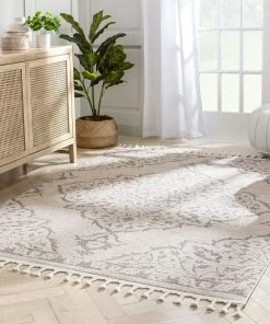 Well Woven Global Mara Medallion Botanical Pattern Brown Beige Kilim-Style Rug