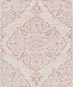 Well Woven Mara Medallion Botanical Pattern Blush Kilim-Style Rug Global