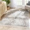 Well Woven Valentina Oriental Medallion Pattern Ivory Grey Kilim-Style Rug