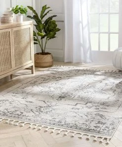 Well Woven Valentina Oriental Medallion Pattern Ivory Grey Kilim-Style Rug 17 Well Woven Valentina Oriental Medallion Pattern Ivory Grey Kilim-Style Rug