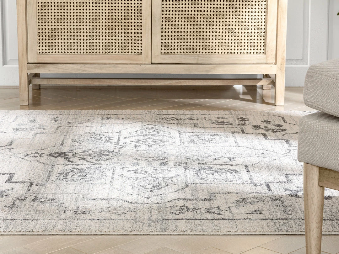 Well Woven Valentina Oriental Medallion Pattern Ivory Grey Kilim-Style Rug 8 Well Woven Valentina Oriental Medallion Pattern Ivory Grey Kilim-Style Rug