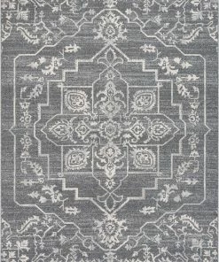 Well Woven Valentina Oriental Medallion Pattern Grey Kilim-Style Rug
