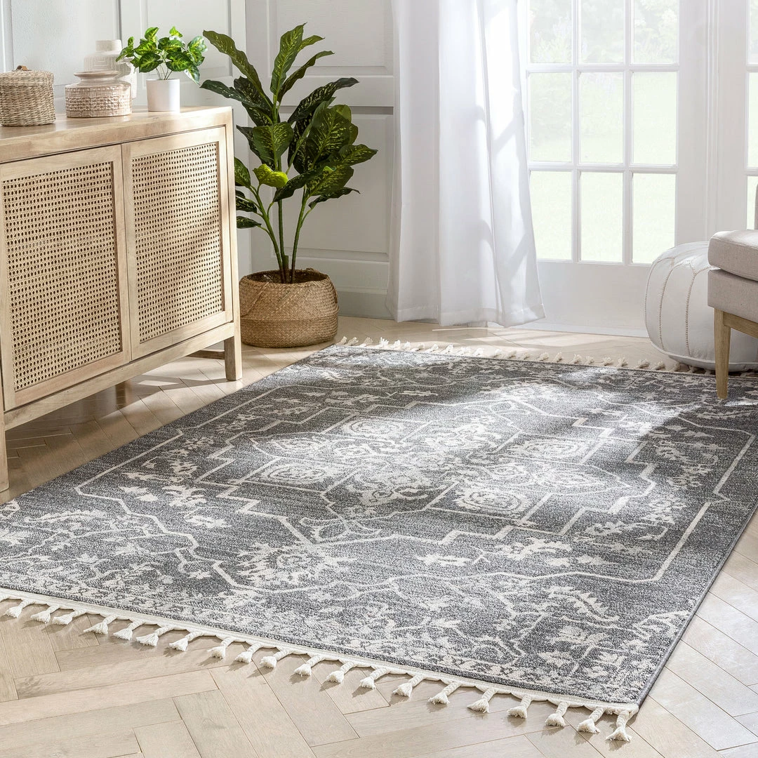 Well Woven Valentina Oriental Medallion Pattern Grey Kilim-Style Rug 6 Well Woven Valentina Oriental Medallion Pattern Grey Kilim-Style Rug
