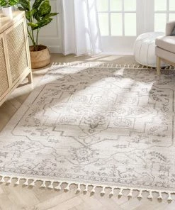 Well Woven Global Valentina Oriental Medallion Pattern Brown Beige Kilim-Style Rug