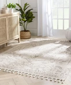 Well Woven Global Valentina Oriental Medallion Pattern Brown Beige Kilim-Style Rug