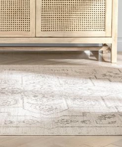 Well Woven Global Valentina Oriental Medallion Pattern Brown Beige Kilim-Style Rug