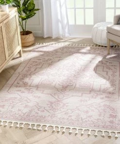 Well Woven Global Valentina Oriental Medallion Pattern Blush Kilim-Style Rug