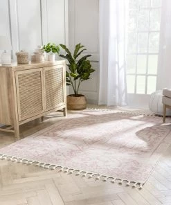 Well Woven Global Valentina Oriental Medallion Pattern Blush Kilim-Style Rug
