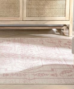 Well Woven Global Valentina Oriental Medallion Pattern Blush Kilim-Style Rug