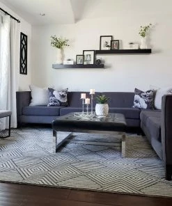 Well Woven Flint Mid-Century Geometric Grey High-Low Rug