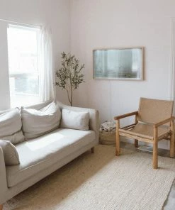 Well Woven Boucle Hand-Woven Jute Rug Farmhouse Solid Pattern Off-White Chunky-Textured Rug