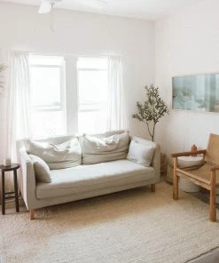 Well Woven Boucle Hand-Woven Jute Rug Farmhouse Solid Pattern Off-White Chunky-Textured Rug